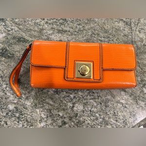 Banana republic orange leather clutch